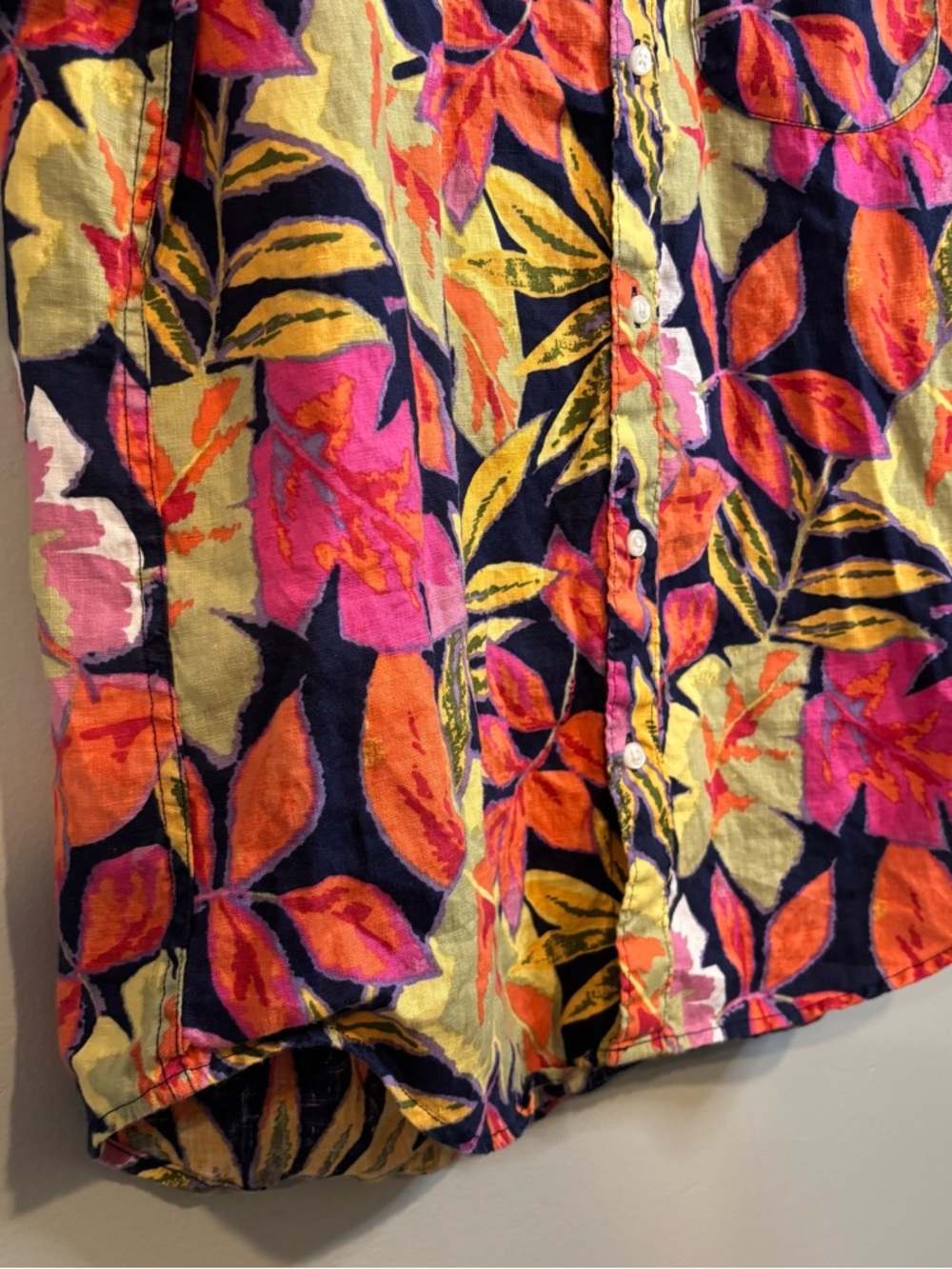 J Crew Linen Short-Sleeve Button-Up Shirt Floral Tropical Medium - Picture 6 of 8